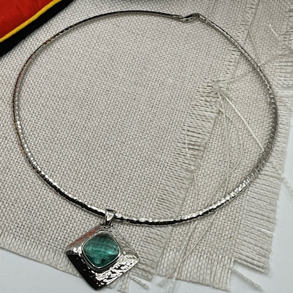 925 Italy Platinum Over Sterling Silver Hammered Pendant Necklace – 26.2g - Picture 15 of 17